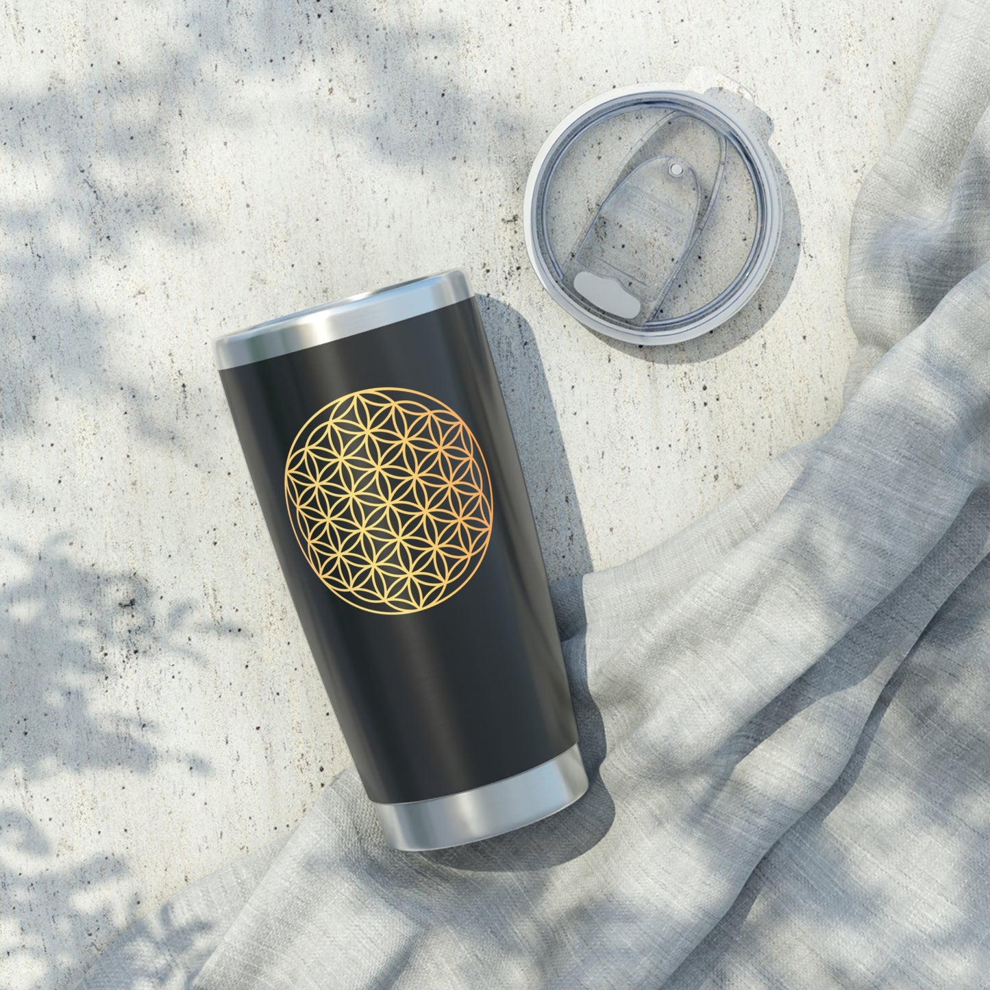 BLUME DES LEBENS GELB GOLDFARBEN • Thermo-Reisebecher XL • 590 ml • Tumbler Vagabond