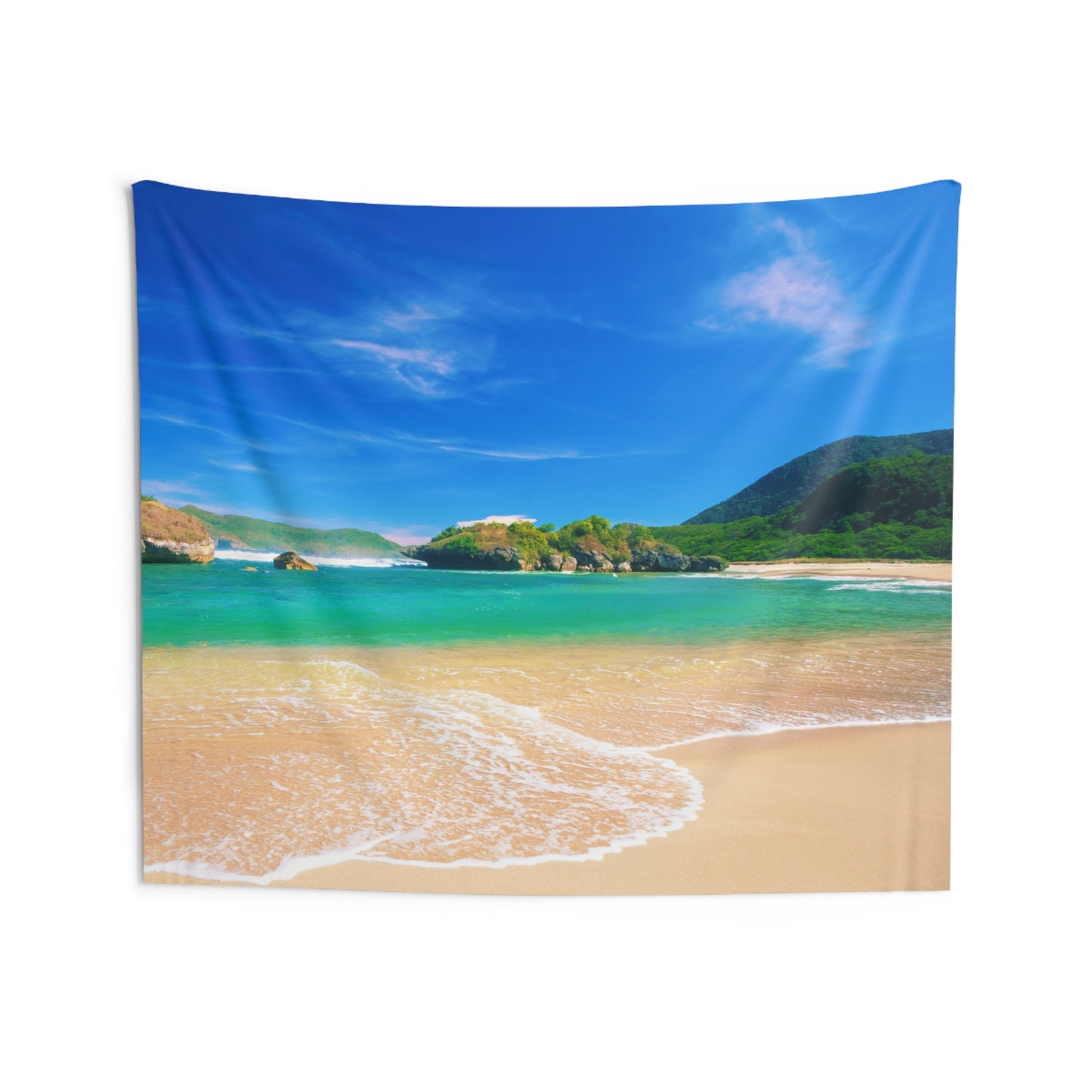 MEER STRAND BLAUER HIMMEL • Urlaubsmotiv • Wandtuch • Wandttepich • Wanddekor in v. Größen bis XXL