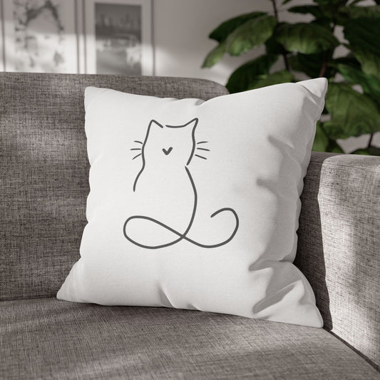 KATZE UNENDLICHKEITSZEICHEN Minimalistisch - Eine-Linie-Zeichnung • Deko Kissenbezug Weiß