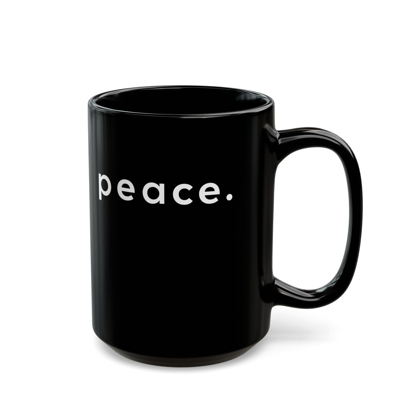 PEACE SCHRIFTZUG • Friedensbotschaft Friedensnachricht • 440ml XXL Kaffeebecher Schwarz - YOGA SANTA