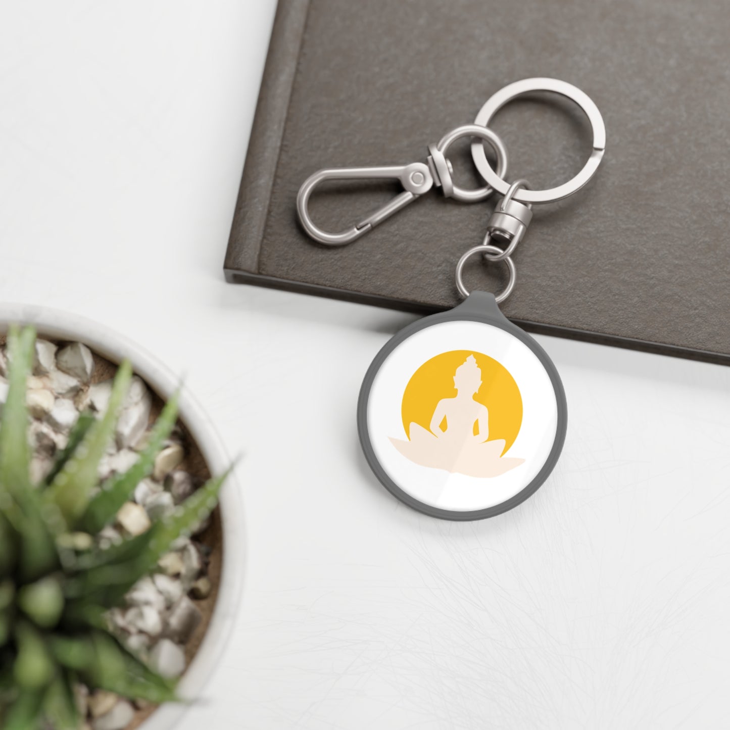 BUDDHA SONNE MOND LOTUS • Edler Luxus Schlüsselanhänger mit Karabiner für Frauen & Männer