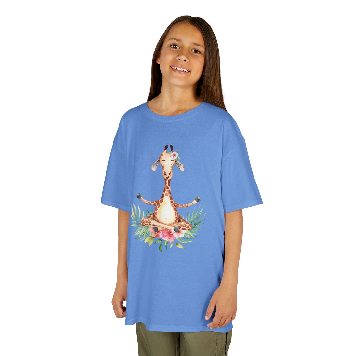 GIRAFFE MEDITATION YOGATIER Comic Blumen • Oversize Kinder T-Shirt Mädchen Jungen • BIO Baumwolle 🌿