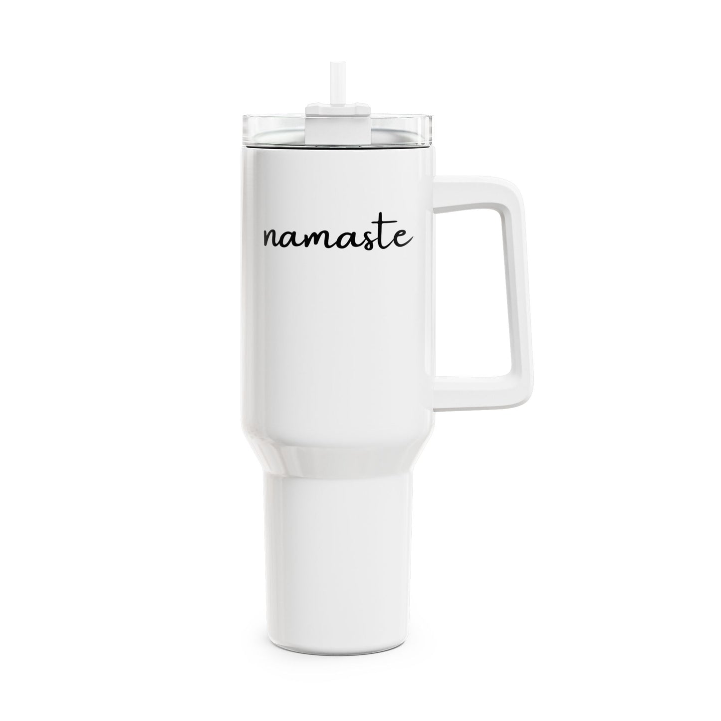 NAMASTE YOGA REDEWENDUNG SPRUCH • Tumbler mit Henkel & Strohhalm • XXL Reisebecher 1,2L