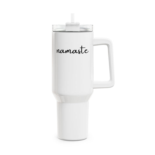 NAMASTE YOGA REDEWENDUNG SPRUCH • Tumbler mit Henkel & Strohhalm • XXL Reisebecher 1,2L