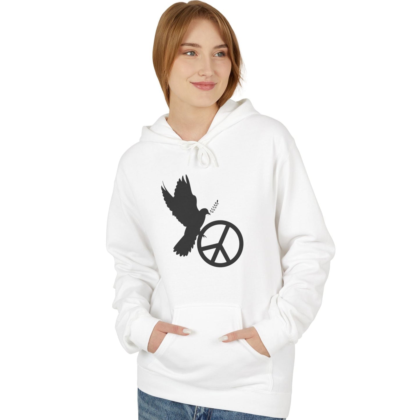 FRIEDENSTAUBE PEACE ZEICHEN FRIEDENSMOTIV FRIEDENSBOTSCHAFT • Kuschelweicher Hoodie für Damen & Herren • Baumwolle 🌿