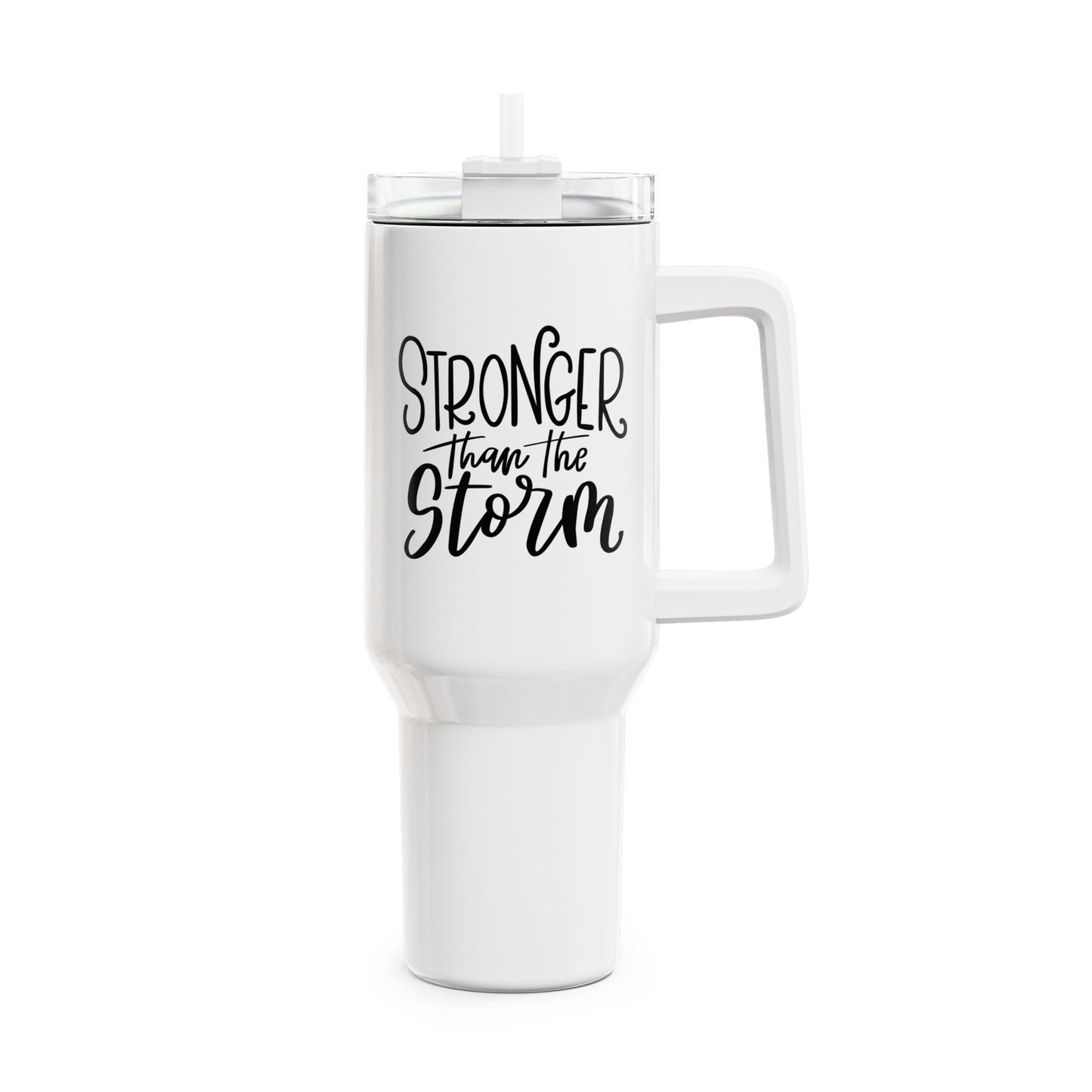 STRONGER THAN THE STORM • Tumbler mit Henkel & Strohhalm • XXL Reisebecher 1,2L - YOGA SANTA