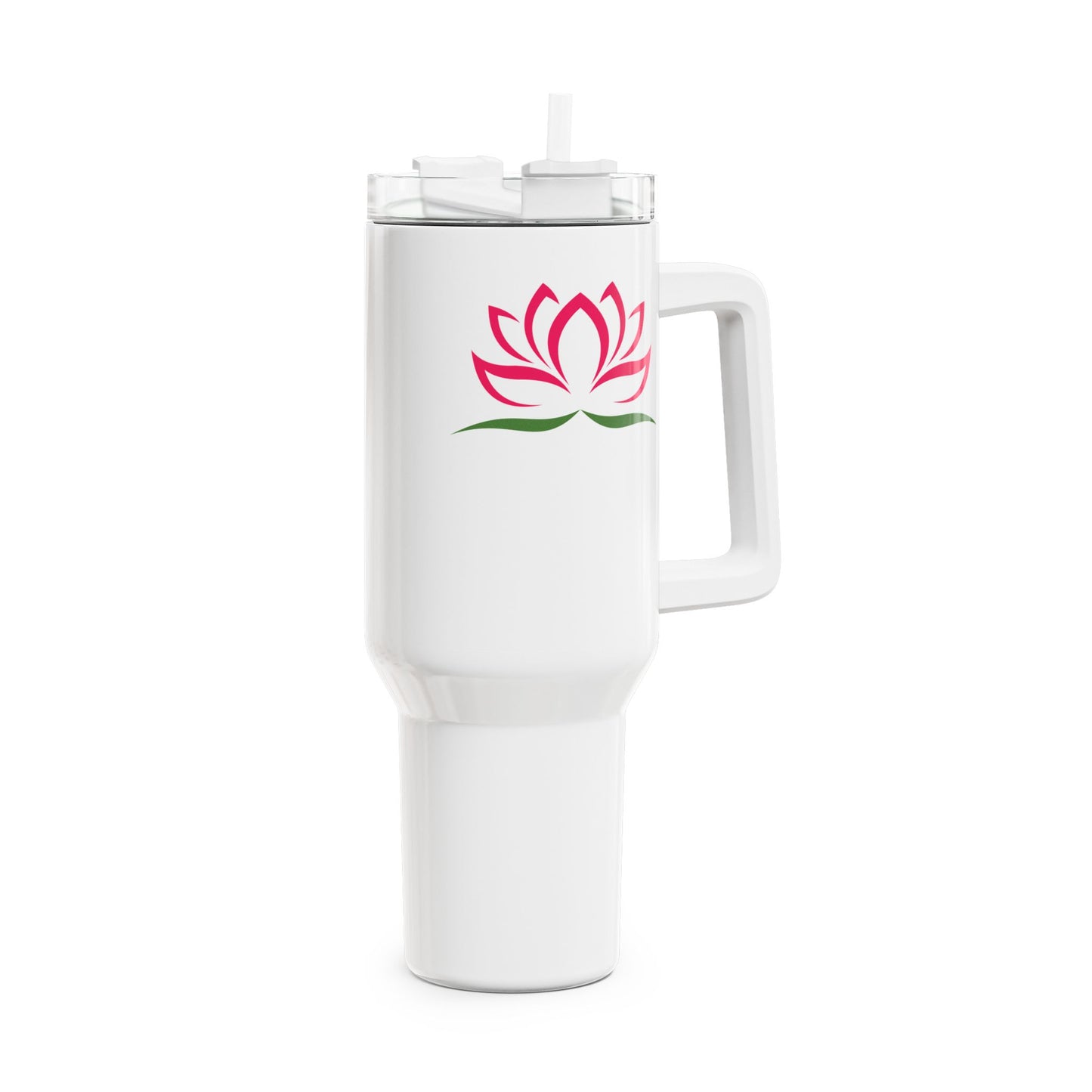 LOTUSBLUME PINK MOTIV • Tumbler mit Henkel & Strohhalm • XXL Reisebecher 1,2L - YOGA SANTA