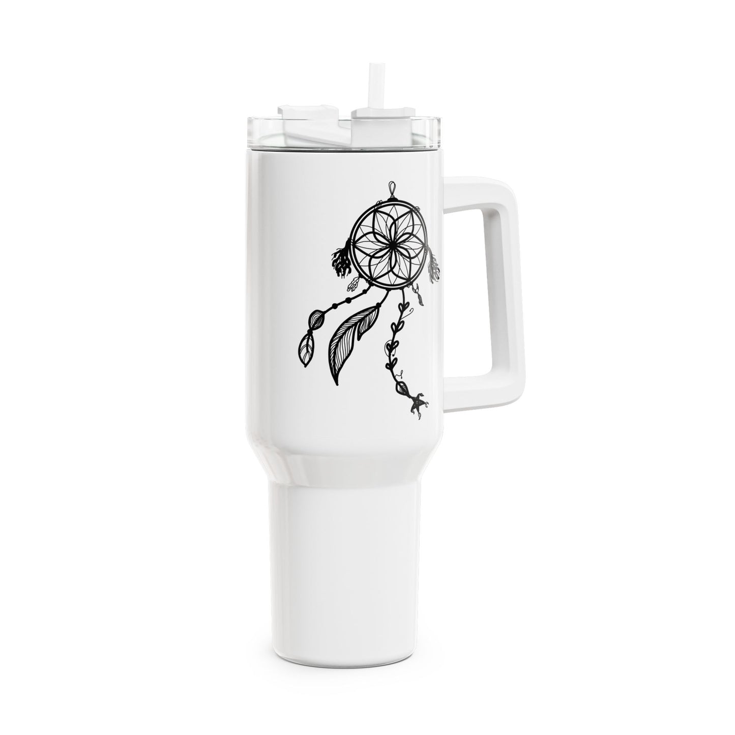 TRAUMFÄNGER INDIANISCHES SYMBOL • Tumbler mit Henkel & Strohhalm • XXL Reisebecher 1,2L - YOGA SANTA
