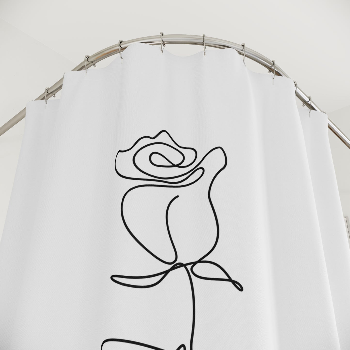 ROSE FAMILIA SCHRIFTZUG • Hochwertiger, Schöner Duschvorhang 180x200 cm Weiss