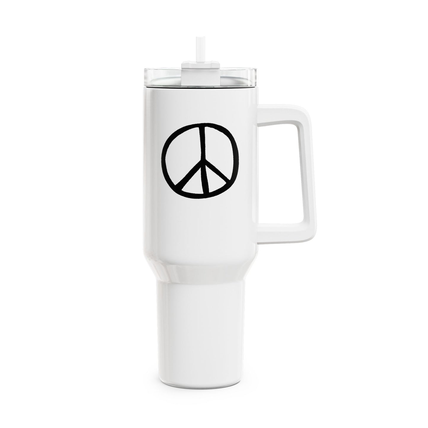 PEACE ZEICHEN HANDGEZEICHNET • Tumbler mit Henkel & Strohhalm • XXL Reisebecher 1,2L - YOGA SANTA
