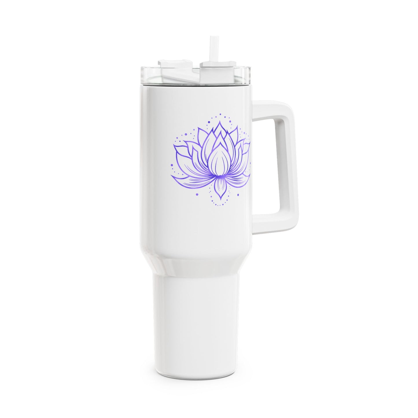 LOTUSBLÜTE LILA VIOLET • Tumbler mit Henkel & Strohhalm • XXL Reisebecher 1,2L