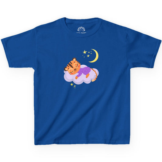 TIGER STERNENHIMMEL MOND WOLKE Comic Zeichnung • Pijama Schlafoberteil Oversize Kinder T-Shirt Mädchen Jungen • BIO Baumwolle 🌿
