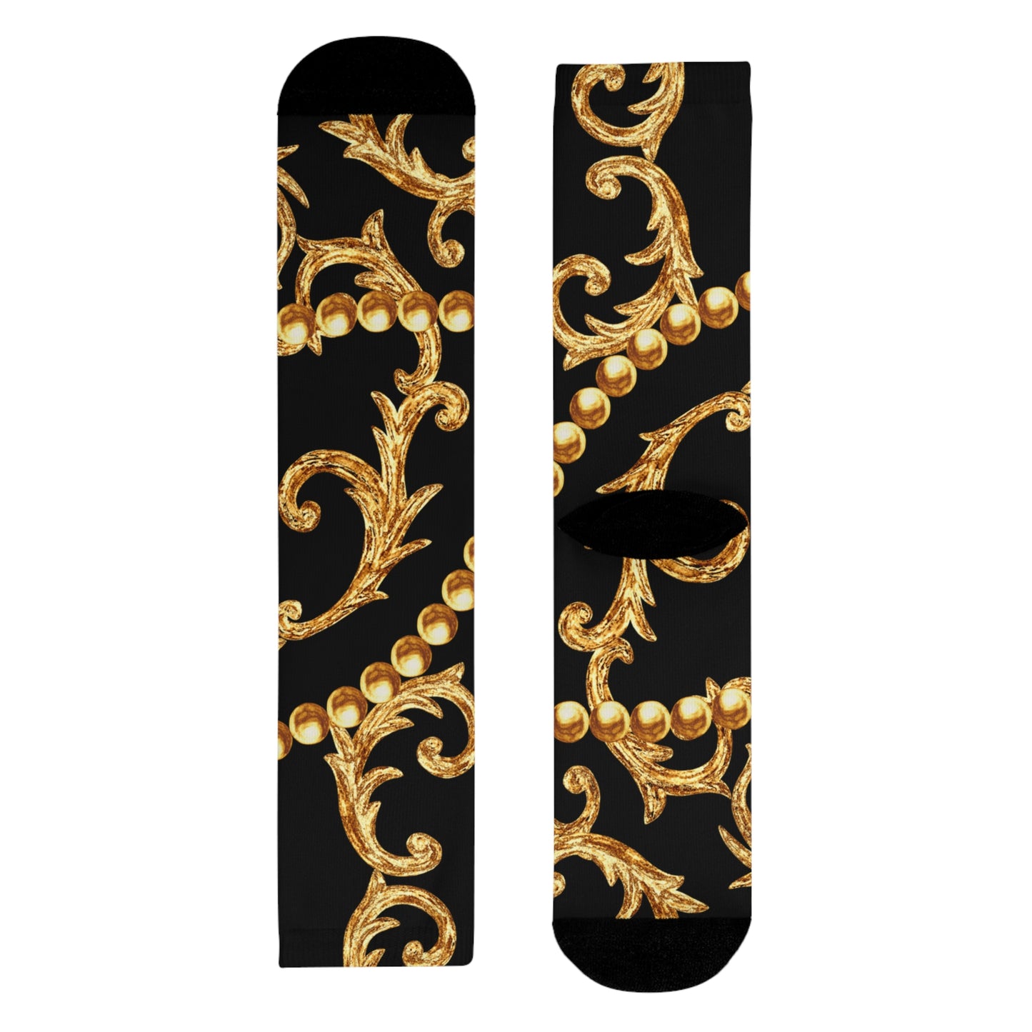 FLORALES BAROCK MUSTER EDEL LUXURIÖS • HAPPY SOCKS Crew Socken Goldoptik mit Motiv