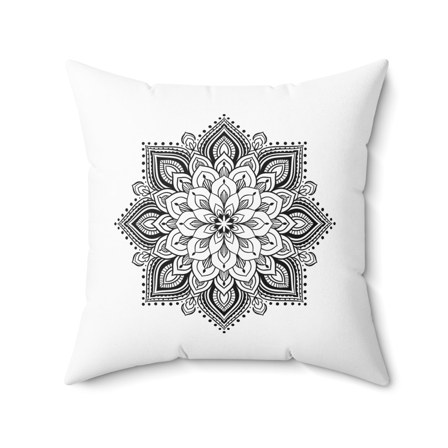 LOTUSBLUME MANDALA ZEICHNUNG • Deko Kissen mit Reißverschluss Quadratisch Weiss