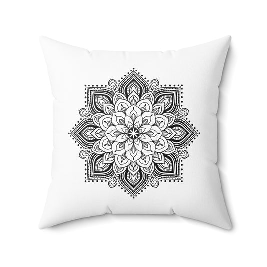 LOTUSBLUME MANDALA ZEICHNUNG • Deko Kissen mit Reißverschluss Quadratisch Weiss