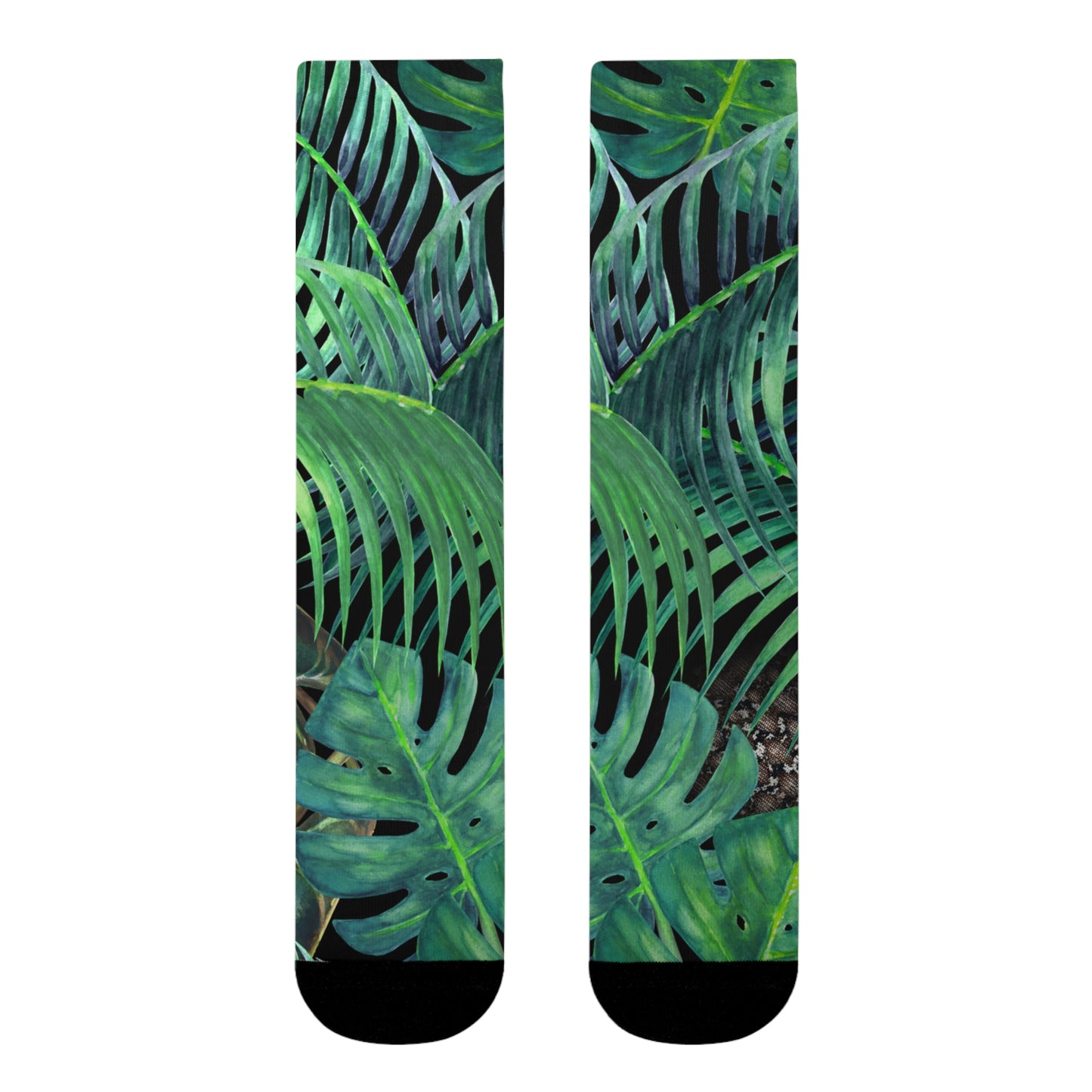 DSCHUNGEL FARNBLÄTTER PFLANZEN • HAPPY SOCKS Crew Socken Grün mit Motiv