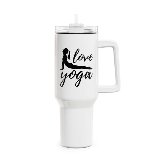 LOVE YOGA MOTIV YOGA LIEBHABER • Tumbler mit Henkel & Strohhalm • XXL Reisebecher 1,2L - YOGA SANTA