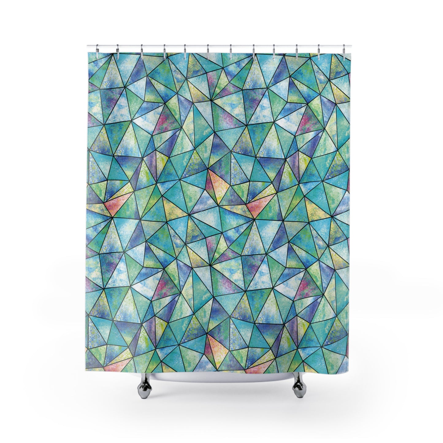 TÜRKISER VORHANG KALEIDOSKOP  • Hochwertiger, Schöner Duschvorhang 180x200 cm