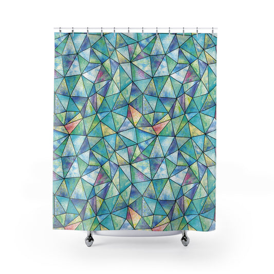 TÜRKISER VORHANG KALEIDOSKOP  • Hochwertiger, Schöner Duschvorhang 180x200 cm