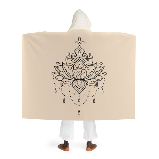 LOTUSBLÜTE ÄSTHETISCH SCHÖN • Kapuzen Kuscheldecke Beige Creme • Wohndecke Sherpa 130cm x 180cm