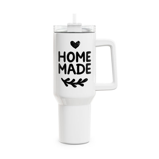 HERZ HOME MADE • Liebesbeweis Geschenk, LOVE Liebesbotschaft • Tumbler mit Henkel & Strohhalm • XXL Reisebecher 1,2L - YOGA SANTA