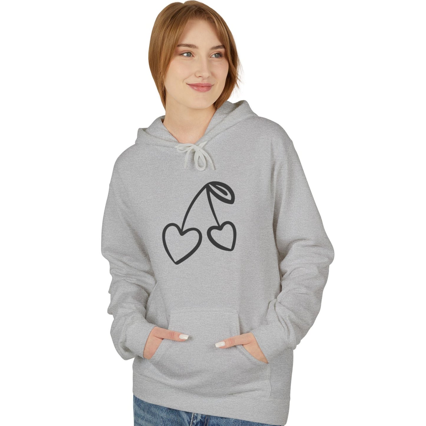 HERZKIRSCHEN COMIC ZEICHNUNG NIEDLICH SÜß • Yoga Fitness Fleece Hoodie für Damen & Herren • Baumwolle 🌿