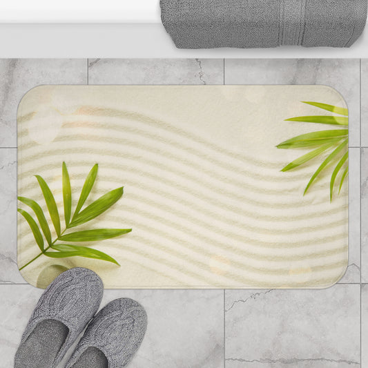 ZEN GARTEN PFLANZENBLÄTTER • Badvorleger / Fussmatte / Badteppich EXTRA Weich • 43 x 61 cm & 53 x 86 cm