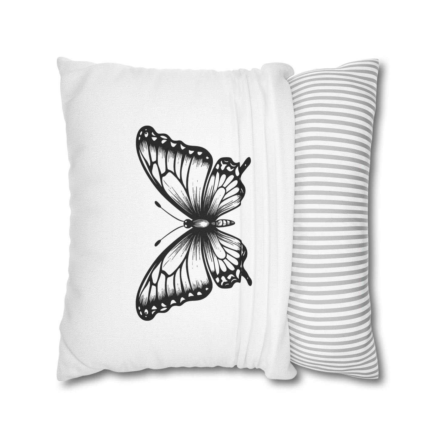 SCHMETTERLING SCHÖN • Deko Kissenbezug mit Reißverschluss Quadratisch Weiß
