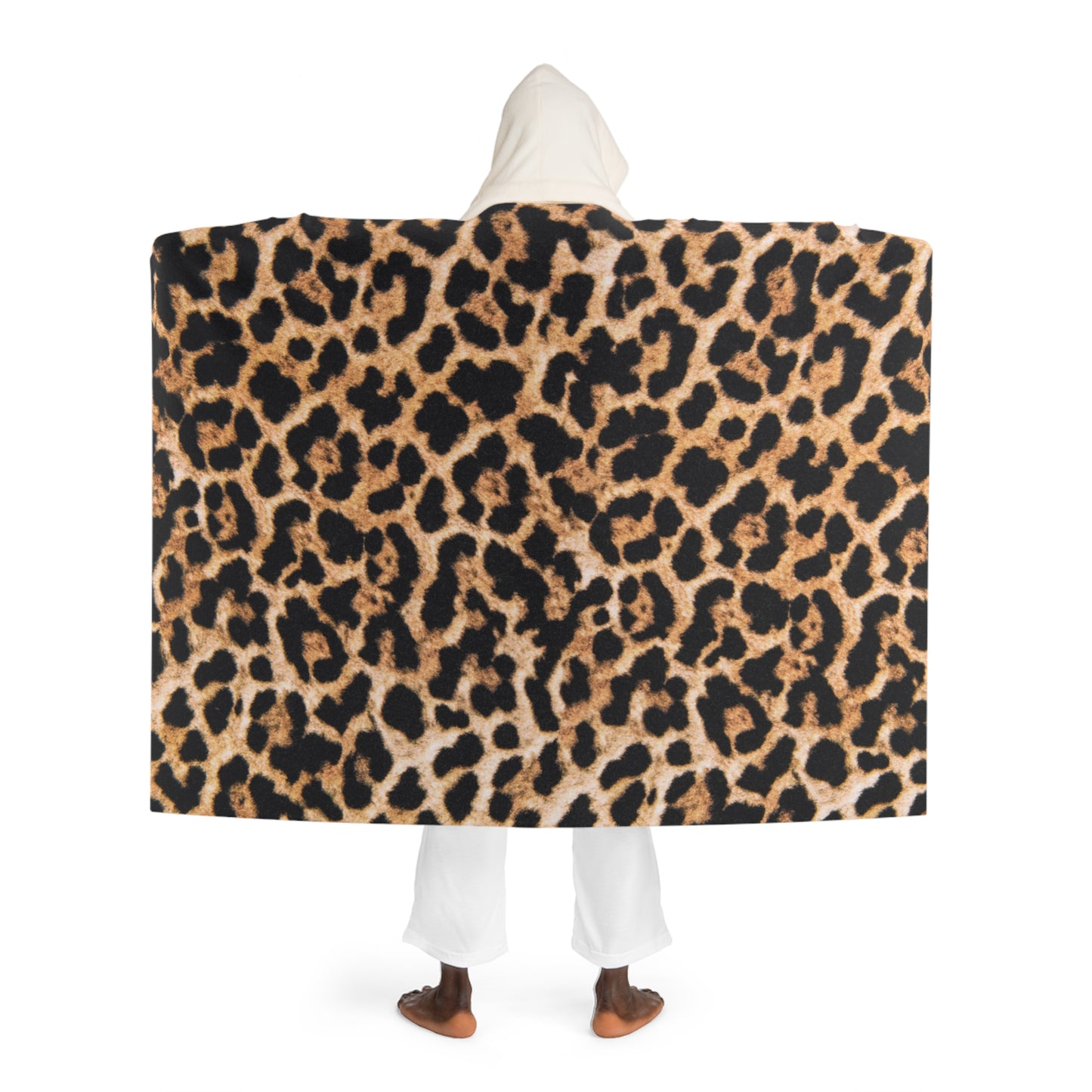 LEOPARDEN PRINT LEO • Kapuzen Kuscheldecke • Wohndecke Sherpa 130cm x 180cm