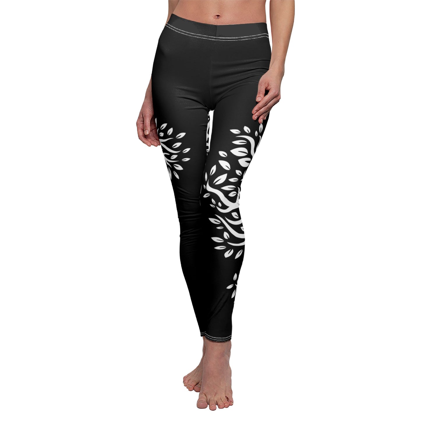 BAUM DES LEBENS • Naturmotiv Olivenbaum Äste Blätter • Ästhetische Damen Leggins Schwarz • Beste Leggings für Sport & Freizeit