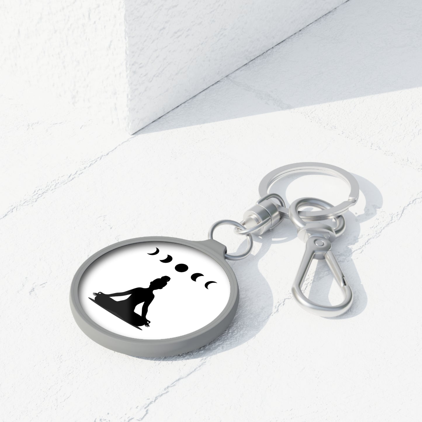 MONDPHASEN MEDITATION YOGA • Edler Luxus Schlüsselanhänger mit Karabiner für Frauen & Männer