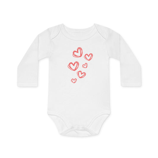 HERZ HERZCHEN ZEICHNUNG NIEDLICH SÜß • Baby Body Langarm • Mädchen & Jungen • BIO Baumwolle 🌿