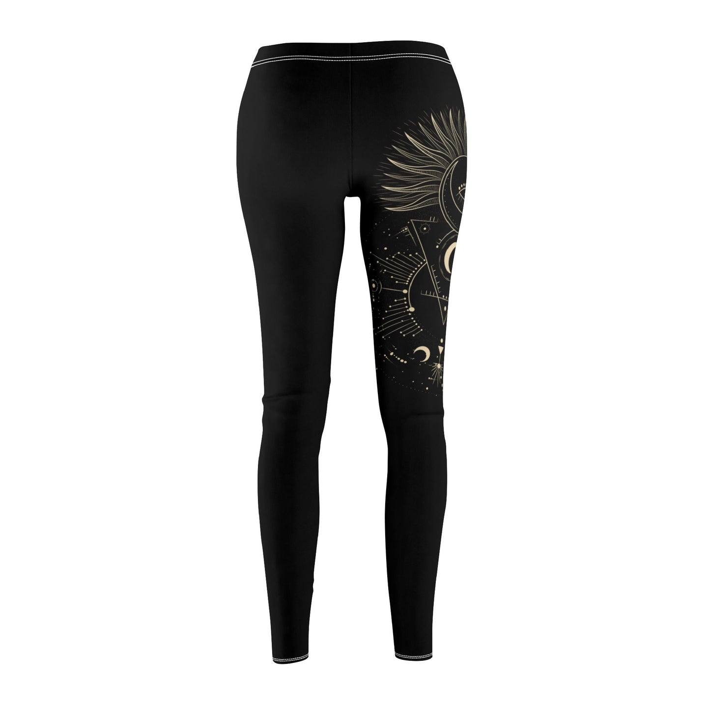 SONNE MOND STERNENHIMMEL ZEICHNUNG PLANETEN • Damen Leggins Schwarz • Beste Leggings für Sport & Freizeit