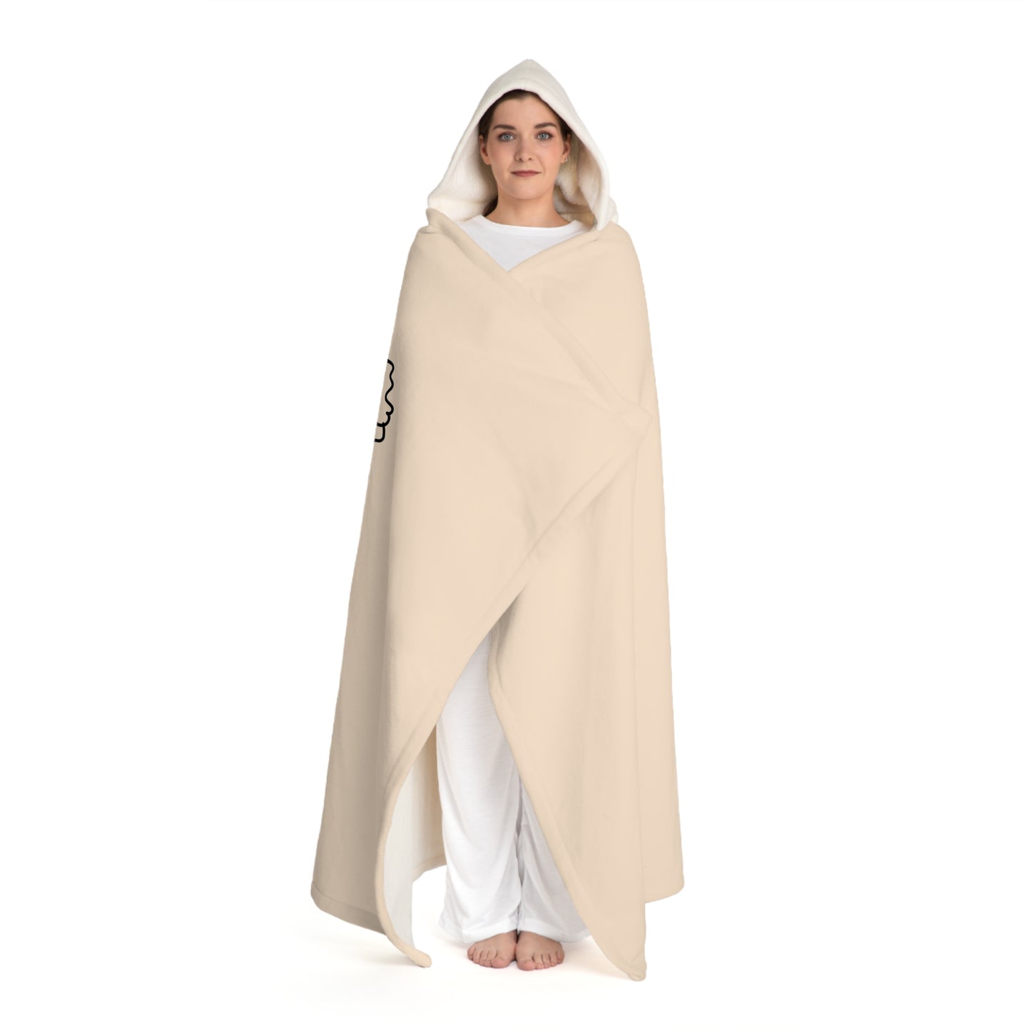 SCHÖNE BLUMEN FRAU • Kapuzen Kuscheldecke Beige Creme • Wohndecke Sherpa 130cm x 180cm