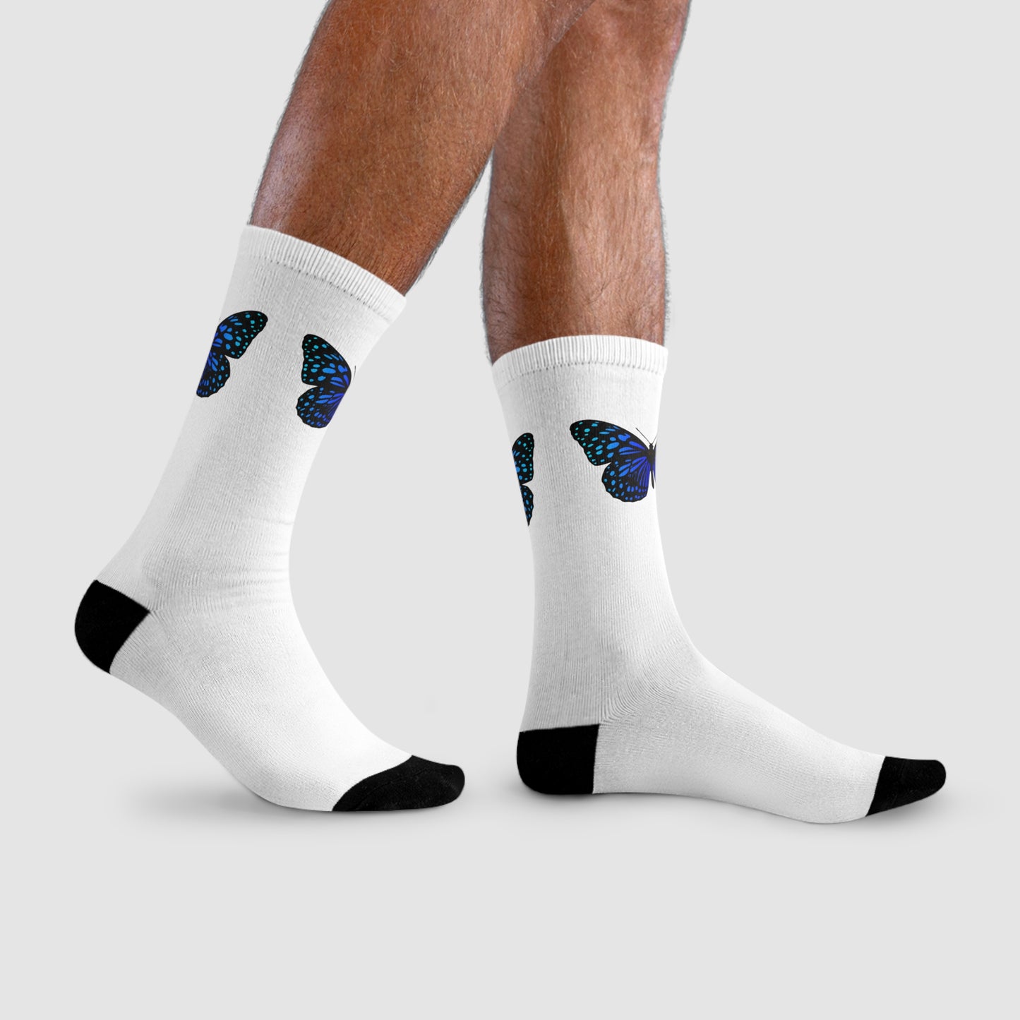 SCHMETTERLINGSMUSTER SOCKEN • HAPPY SOCKS Crew Socken Weiß mit Motiv für Gärtner & Naturliebhaber