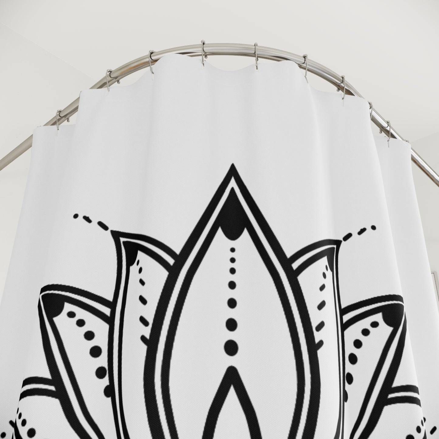 LOTUS BLÜTE BLUMEN DESIGN HANDGEZEICHNET • Duschvorhang 180x200 cm Weiss