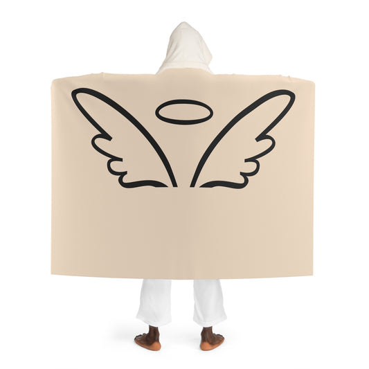 SCHUTZENGEL ENGELSFLÜGEL • Kapuzen Kuscheldecke Beige Creme • Wohndecke Sherpa 130cm x 180cm