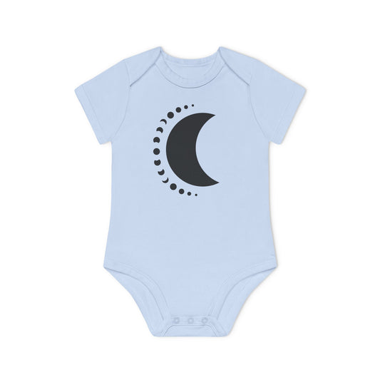 MONDSICHEL MIT MONDPHASEN • Niedlich süßer Baby Body Kurzarm • Mädchen & Jungen • BIO Baumwolle 🌿