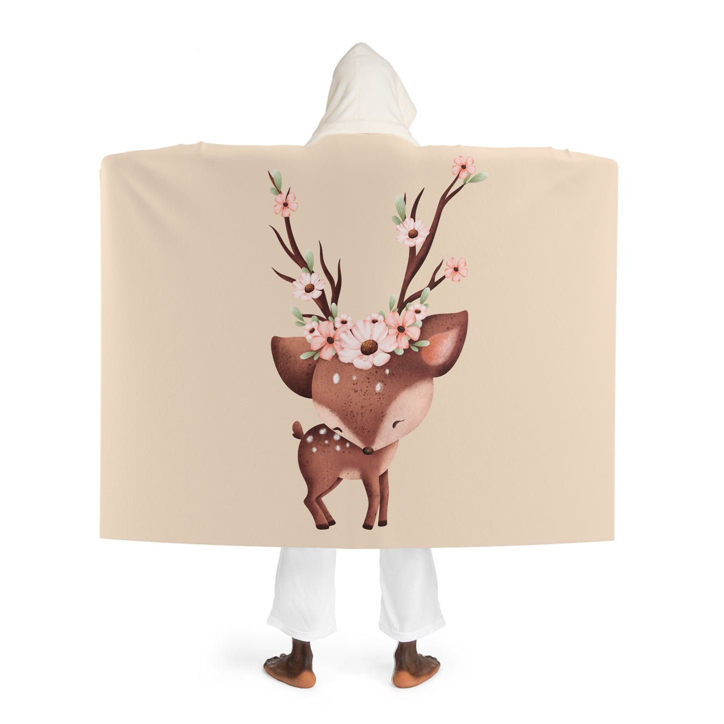 REH KIDS RENTIER BABY NIEDLICH • Kapuzen Kuscheldecke Beige Creme • Wohndecke Sherpa 130cm x 180cm
