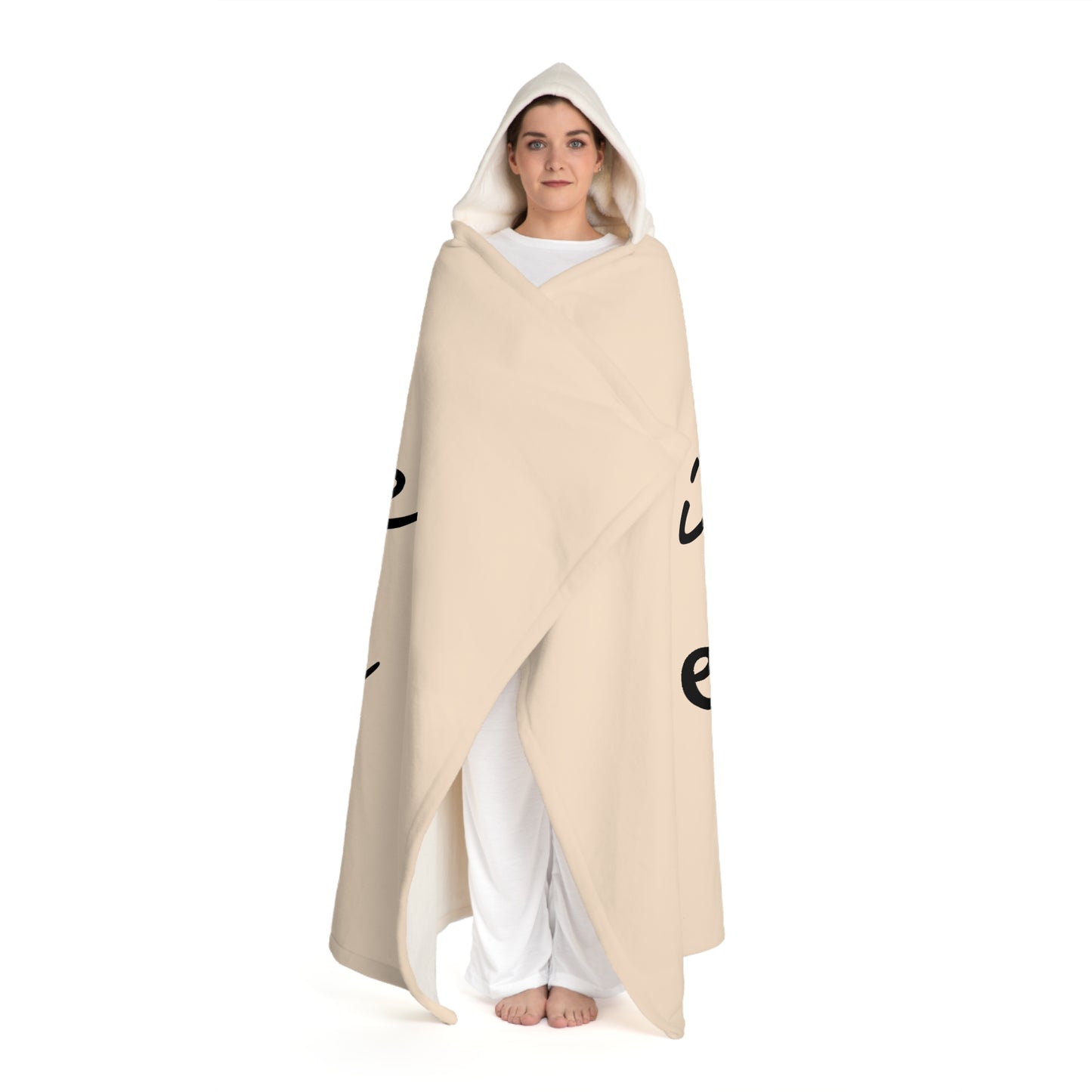 INHALE EXHALE - YOGA Atemmeditation FITNESS SPORT • Kapuzen Kuscheldecke Beige Creme • Wohndecke Sherpa 130cm x 180cm