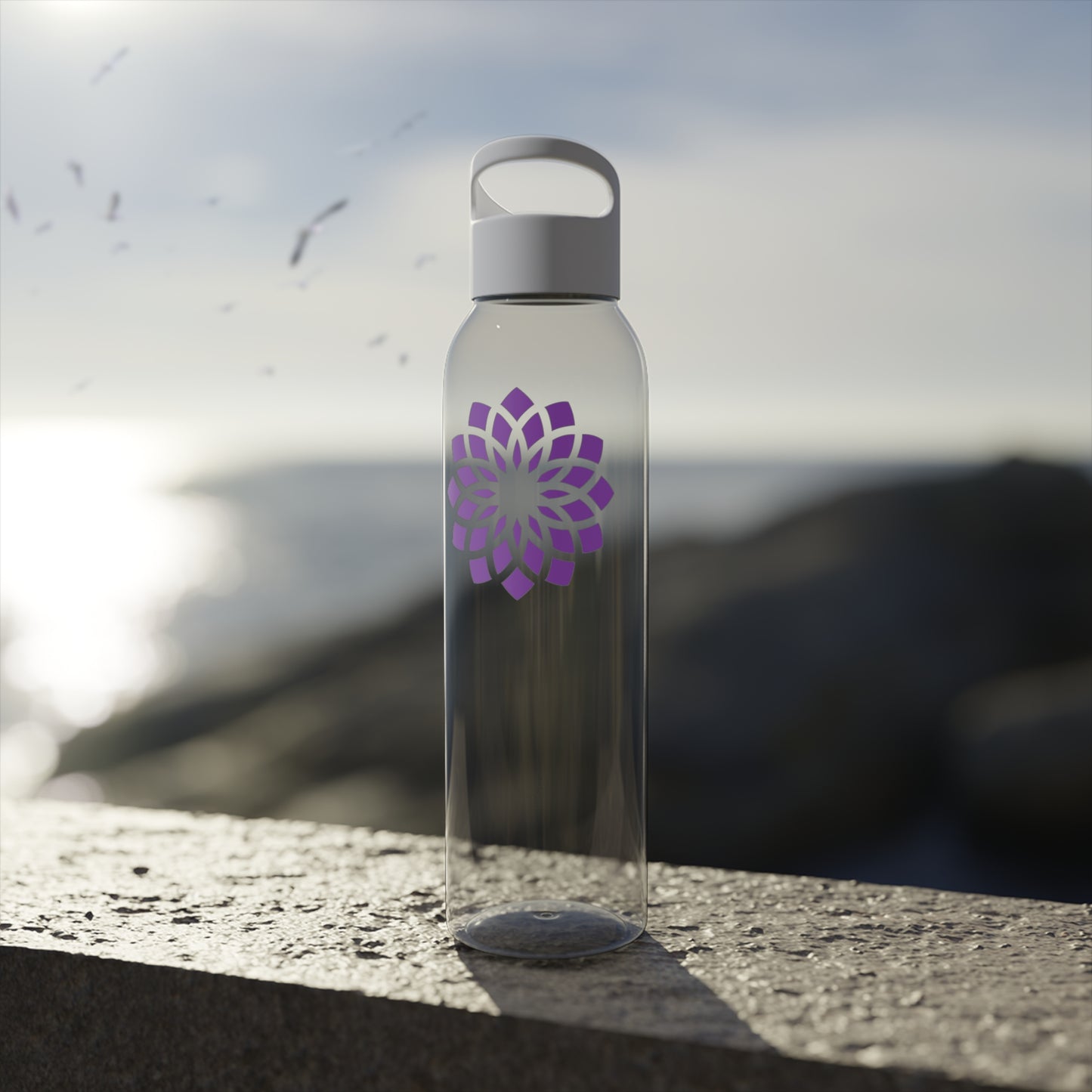 MANDALA BLUME LILA BLÜTE VIOLET • Heilige Geometrie • Wasserflasche Sky 650 ml