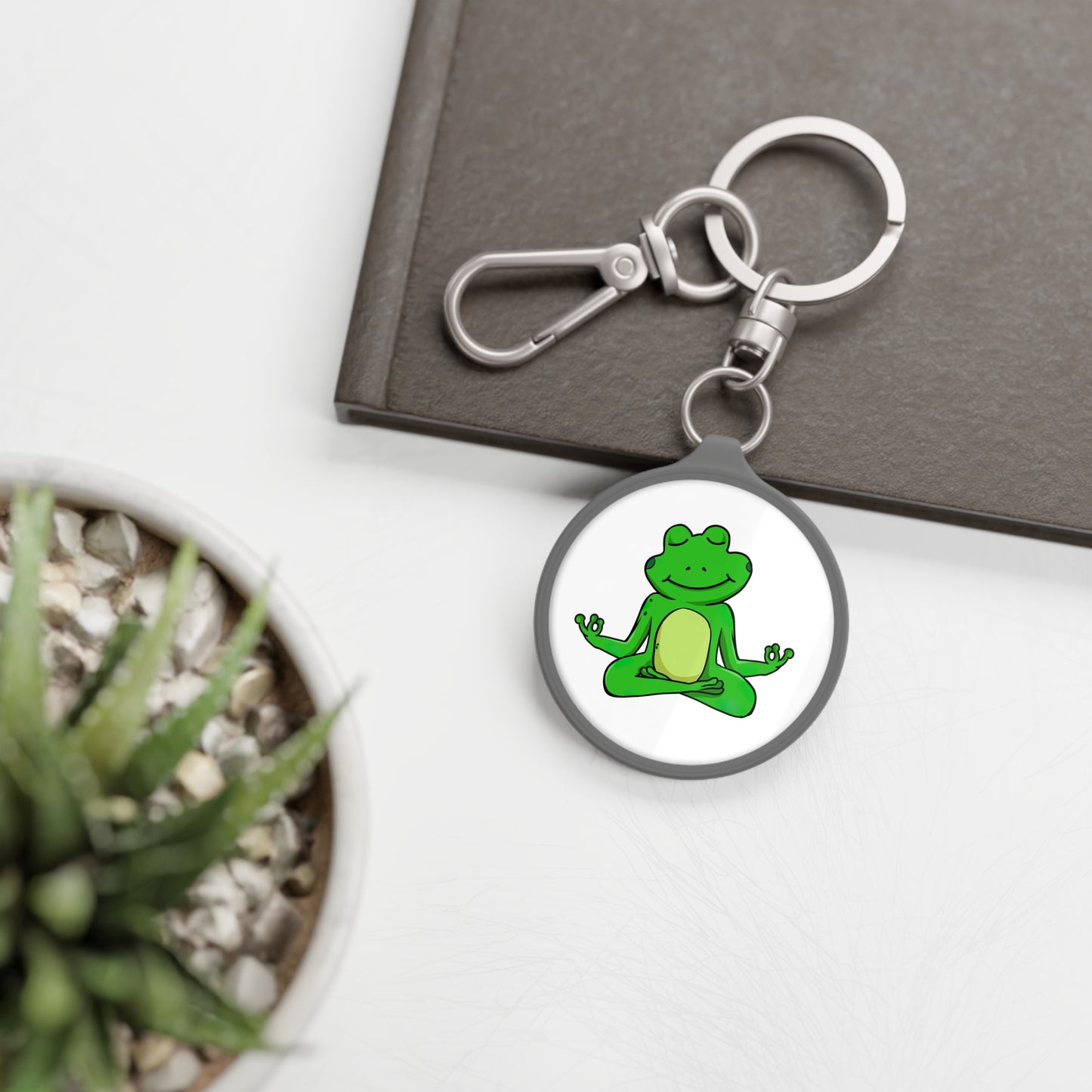 FROSCH TIERYOGA MEDITATION • Edler Luxus Schlüsselanhänger mit Karabiner für Frauen & Männer