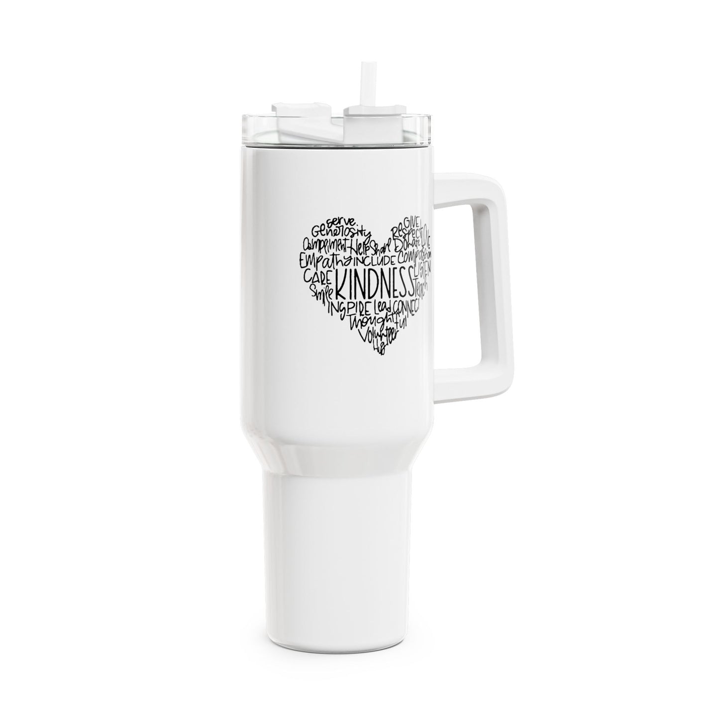KINDNESS HERZ LIEBESBOTSCHAFT LOVE BEWEIS • Tumbler mit Henkel & Strohhalm • XXL Reisebecher 1,2L