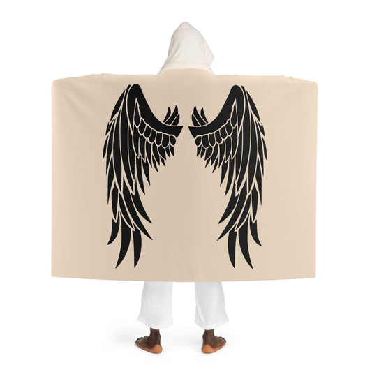 FLÜGEL WIE EIN ENGEL • Kapuzen Kuscheldecke Beige Creme • Wohndecke Sherpa 130cm x 180cm