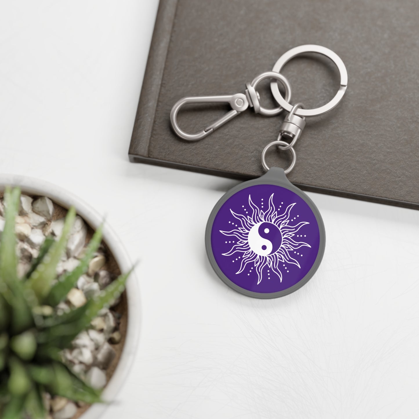YING YANG SYMBOL - Sonne Buddhismus • Edler Luxus Schlüsselanhänger mit Karabiner für Frauen & Männer