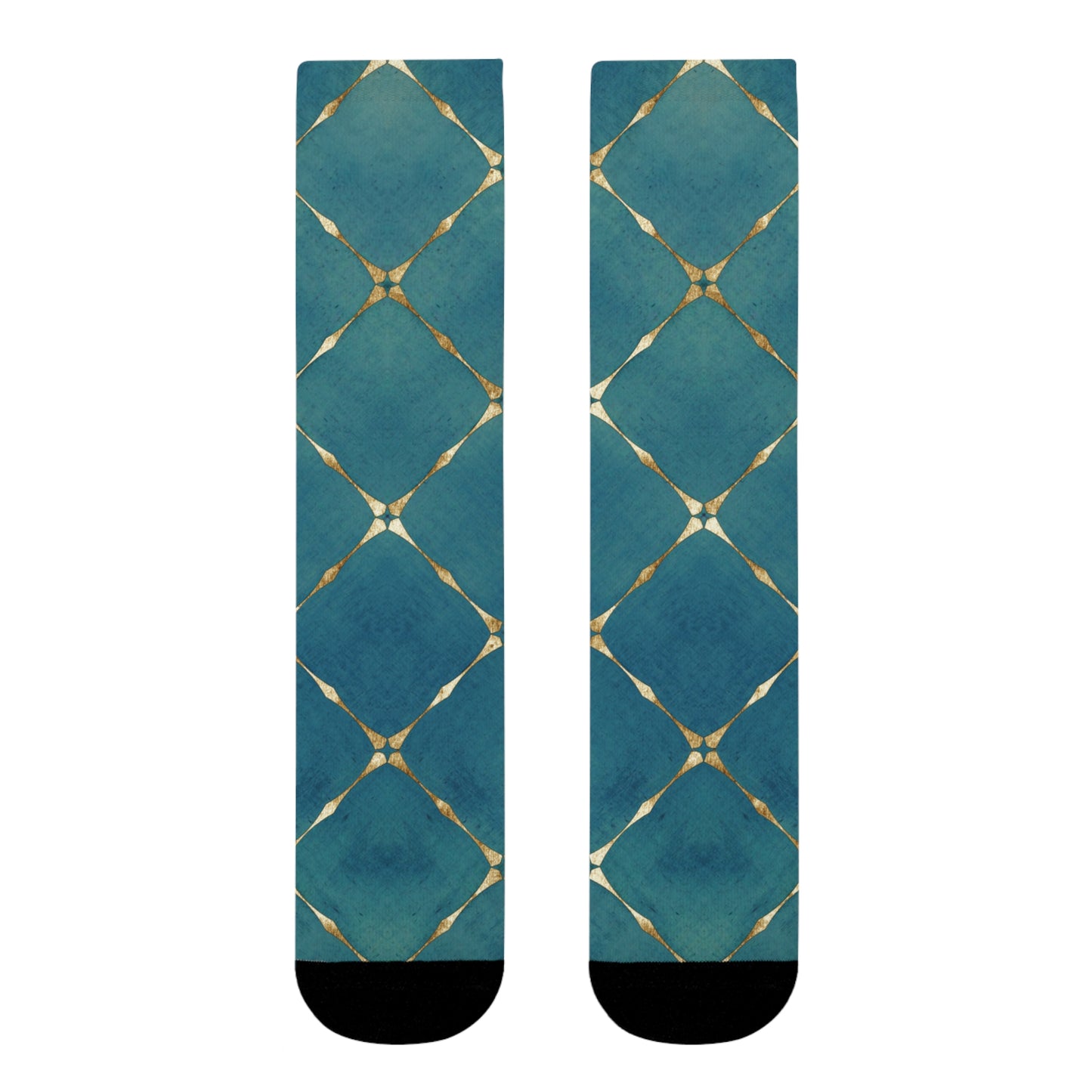 KARIERTE SOCKEN • HAPPY SOCKS Crew Socken Grün Türkis mit Motiv