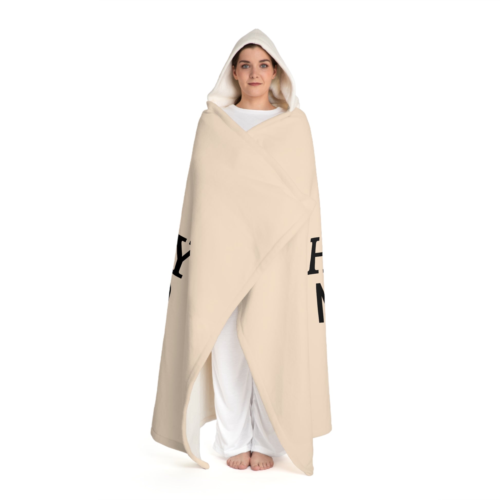HEAVILY MEDITATED - YOGA SPRUCH • Kapuzen Kuscheldecke Beige Creme • Wohndecke Sherpa 130cm x 180cm - YOGA SANTA
