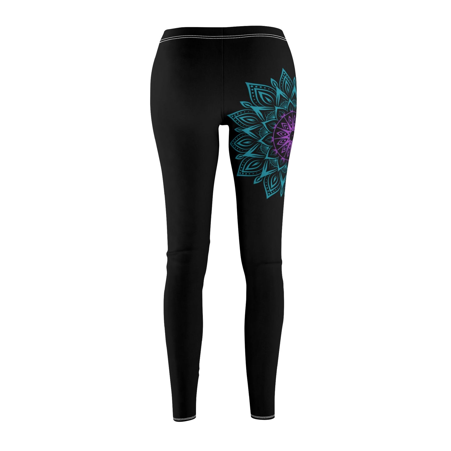 MANDALA BLUME BLÜTE LILA TÜRKIS • Damen Leggins Schwarz • Beste Leggings für Sport & Freizeit