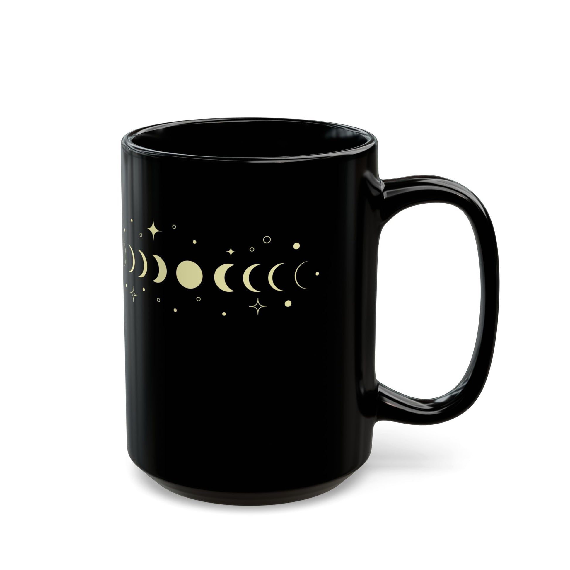 MONDPHASEN STERNENHIMMEL • Spirituelles Motiv • 440ml XXL Kaffeebecher Schwarz - YOGA SANTA