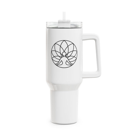 MANDALA YOGI POSE MEDITATION ASANA • Tumbler mit Henkel & Strohhalm • XXL Reisebecher 1,2L - YOGA SANTA